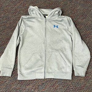 Under Armour Gray Zip Jacket, Size Youth Large